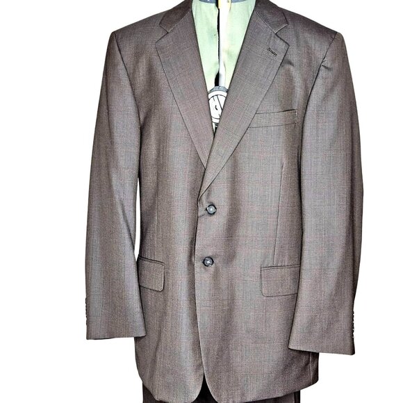 Men's Jeffery Banks 100% Wool dark preppy academia micro herringbone print suit - Picture 2 of 16